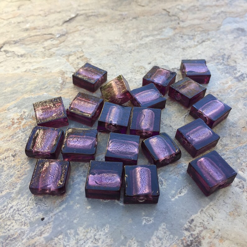 Square Purple Beads, 12mm, 20 beads per package image 2