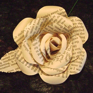 recycled vintage book page paper rose flower for wedding bridal bouquet bridesmaid toss decoration farmhouse style image 2