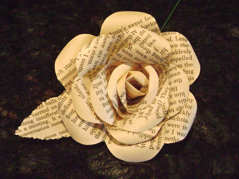 recycled vintage book page paper rose flower for wedding bridal bouquet bridesmaid toss decoration farmhouse style image 2