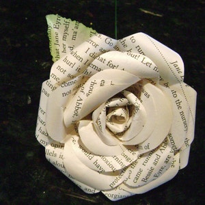 book page  Jane Eyre paper flower rose recycled Charolotte Bronte wedding bouquet bridesmaid decoration