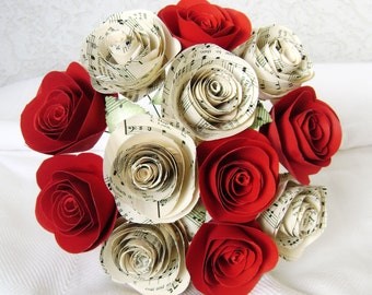 2" spiral hymnal sheet music roses spiral red roses one dozen rts cabbage roses paper flowers bouquet wedding rehearsal