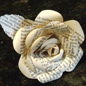 recycled vintage book page paper rose flower for wedding bridal bouquet bridesmaid toss decoration farmhouse style image 1