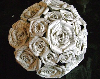 book page recycled paper rose bouquet alternative wedding bridesmaid toss Harry Potter Princess Bride Jane Austen Les Mis Great Gatsby