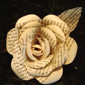 recycled vintage book page paper rose flower for wedding bridal bouquet bridesmaid toss decoration farmhouse style image 3