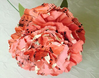 hymnal sheet music book page paper carnation recycled alternative paper flower