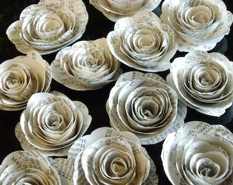 bulk special 50 spiral rolled roses from vintage map index pages 1-1.5 inch or 2- 2 1/4"