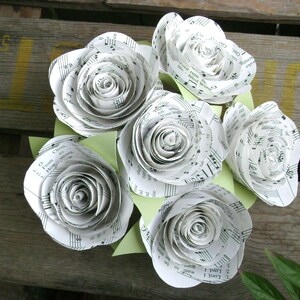 The Stephanie Jr hymnal sheet music bouquet with 3 spiral cabbage roses and leaves image 4