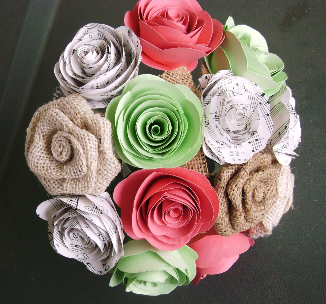 Spiralling Roses Hymnal Sheet Music Spiral Roses With Burlap Roses Colored Paper Roses ...