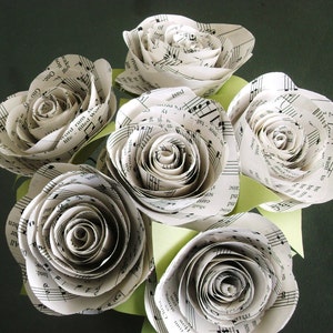 The Stephanie Jr hymnal sheet music bouquet with 3 spiral cabbage roses and leaves image 5
