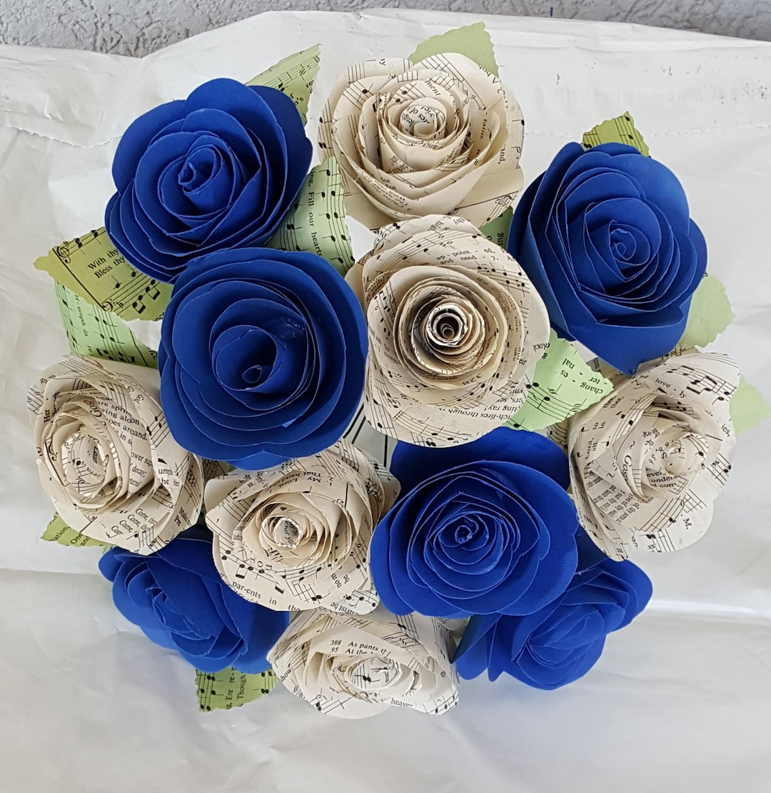 Alternative Paper Flower Cabbage Roses Bouquet Recycled Hymnal Music ...