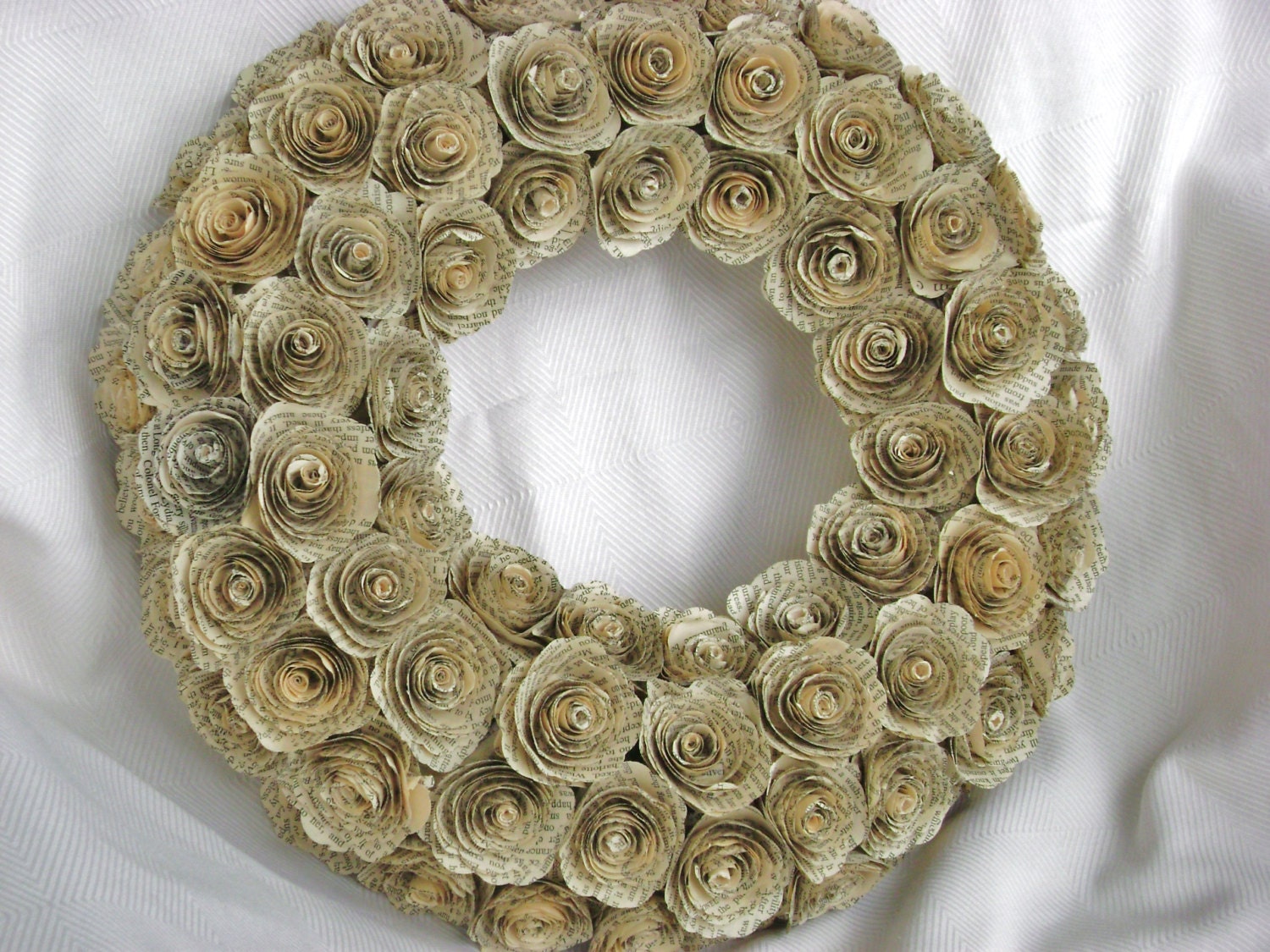 Lg Recycled Book Pages Rose~Paper Flower Picks For Wreaths