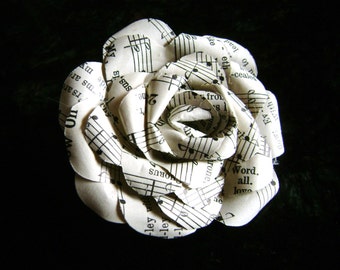 Vintage hymnal paper rose pin