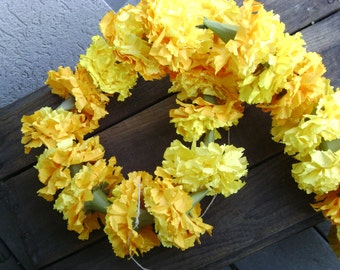 50" paper marigold wedding garland 20+ alternative flowers Indian Diwali, Dia de los Muertos, Mexican, festival