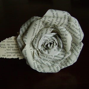 Jane Austen Pride and Prejudice vintage book paper flower rose with leaf on stem or any other of Jane Austen's books image 5