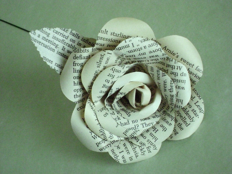 recycled vintage book page paper rose flower for wedding bridal bouquet bridesmaid toss decoration farmhouse style image 5