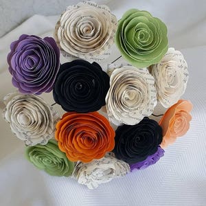 Halloween fall spiral rose paper flower bouquet centerpiece farmhouse decor wedding bouquet toss image 2