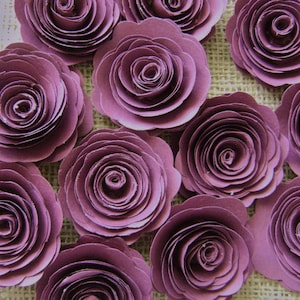 12 une douzaine 2" de Bourgogne vin de prune spirale rose fleurs en papier pour les bouquets de mariage et décorations