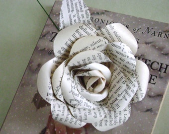 Chronicles of Narnia by CS Lewis Recycled book page paper rose flower from  for farmhouse wedding bouquet decorations shabby chic