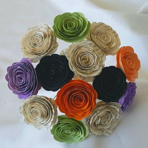 Halloween fall spiral rose paper flower bouquet centerpiece farmhouse decor wedding bouquet toss image 4