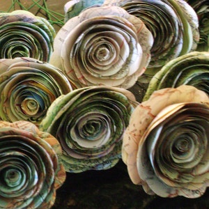 bulk map 50 spiral rolled roses from vintage atlas pages maps 1-1.5 inch or 2 2 1/4 no stems image 4