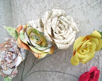 stems added to any 12 of my paper flowers listed without them