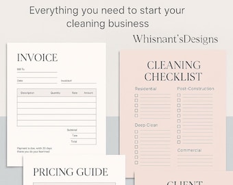 Cleaning Business Starter Kit | Printable Cleaning Templates, Price List, Client Sheet & Checklist | Digital Download