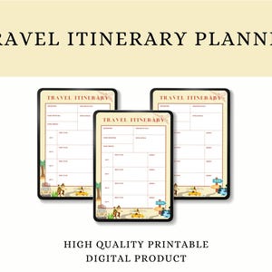Printable Travel Itinerary Planner PDF – Trip Planner, Vacation Itinerary, Travel Organizer, Digital & Printable – Download and Print