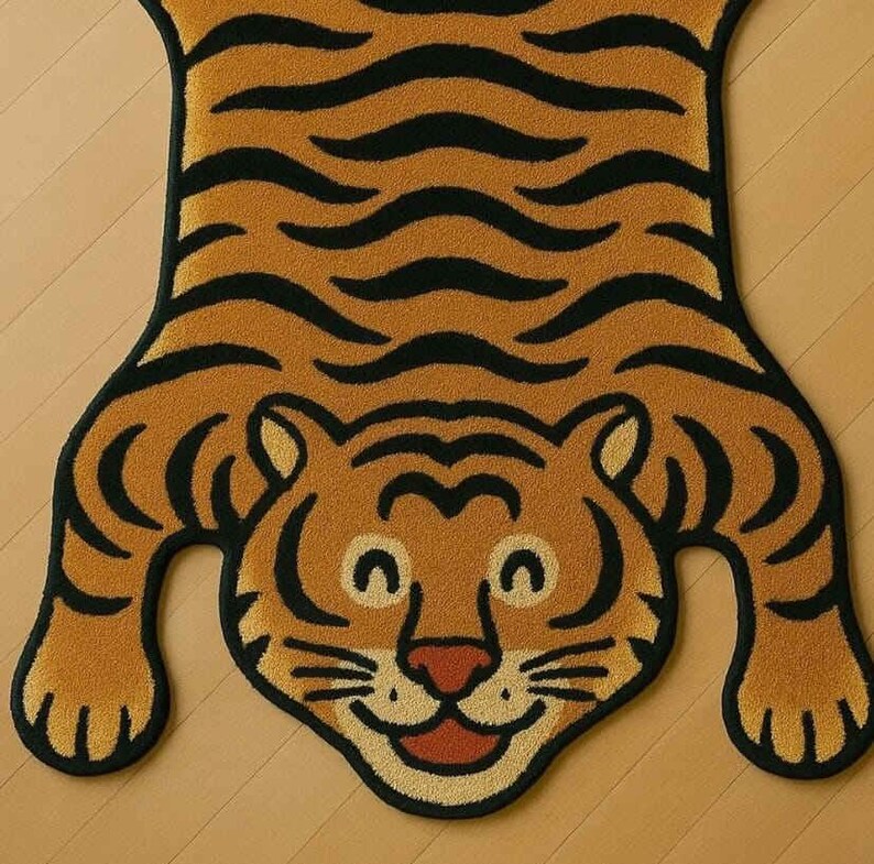 Handmade Tibetan Tiger Rug Animal Shaped Carpet Funky Maximalist ...