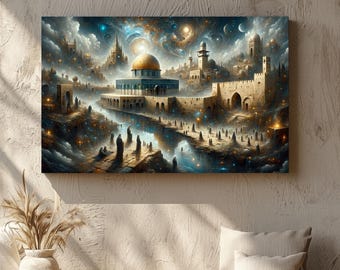 Jerusalem Wall Art, Eid Gift, Al Aqsa Mosque Art, Middle Eastern, Dome of the Rock