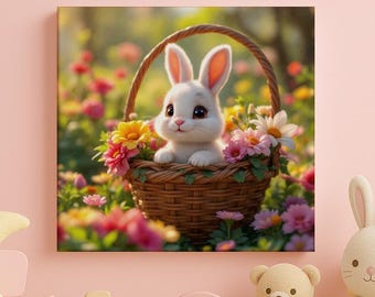 Playroom Wall Art, Bunny Wall Decor, Bunny Nursery Wall Art, Baby, Woodland Nursery, AI Generated Art, Peter Rabbit, Easter Decor