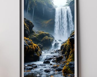 Forest Waterfall Wall Art, Nature Canvas, Waterfall Wall Decor, Waterfall Print, Nature Photo, Pacific Northwest Home Decor Oregon Wall Art