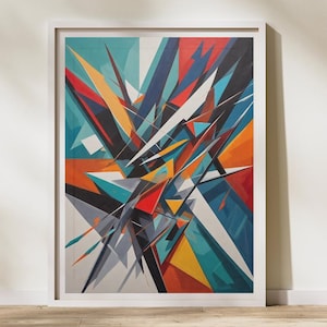 Geometric Abstract Canvas Art Print: Mid-Century Modern Home Decor, Bold Wall Art