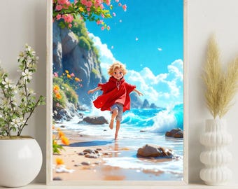 Anime Wall Art, Studio Ghibli Ponyo Inspired Print, Studio Ghibli Decor, Studio Ghibli Gift, Studio Ghibli Print, Hayao Miyazaki Inspired