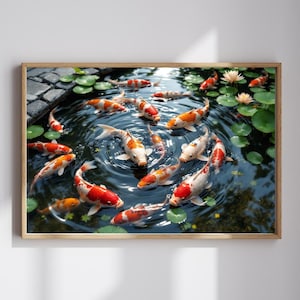 Fish Wall Art, Koi Pond, Koi Pond Wall Art, Koi Fish Wall Art Zen Decor, Japanese Art Koi Fish Print, Koi Carp, Japanese Koi, Koi Print Gift