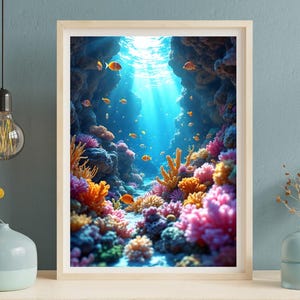 Coral Reef, Coral Reef Decor, Coral Reef Wall Art, Ocean Wall Art, Fish Wall Art Vibrant Underwater Photo, Tropical Marine Life Finding Nemo