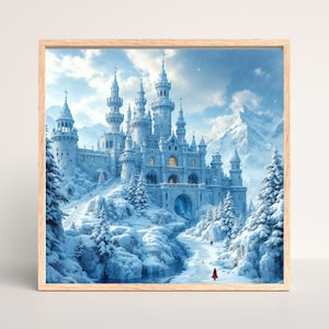 Frozen Castle, Arendelle Castle Elsa&#39;s Ice Castle Frozen Inspired Prints Princess Ice Castle Art Print Fairy Tale Wall Art Winter Ice Castle