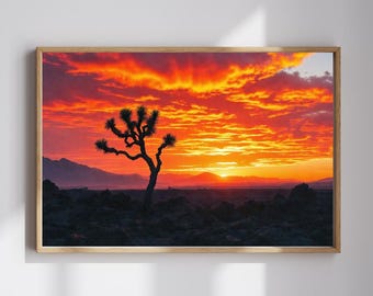 Joshua Tree Sunset Canvas Print: Southwest Desert Wall Art (Unframed Canvas Roll Only)