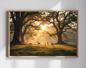 Deer Wall Art, Forest Wall Art, Wildlife Art, Forest Art, Nature Art Deer Decor, Deer Canvas Art Forest Decor, Farmhouse Decor, Rustic Decor