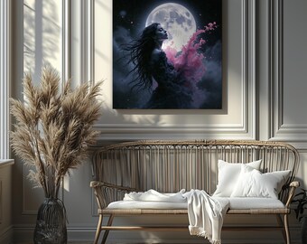 Lunar Dreamscape – Elegant Moonlit Canvas Art (Canvas Print Only/No Frame)