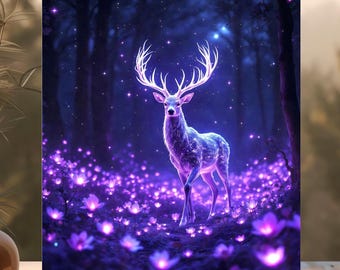 Patronus Stag Print, Harry Potter Poster, Harry Potter Decor, Hogwarts, Fantasy Wall Art, Wizard Deer, Magical Mystical, Expecto Patronum