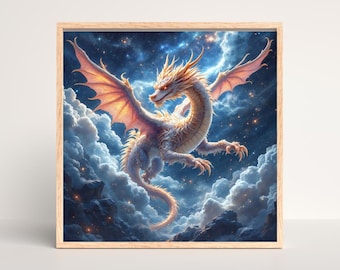 Dragon Wall Art, Dragon Art, Fantasy Art Print, Whimsical Art, Mystical Wall Art, Dragon Poster, Chinese Dragon, Dragon Prints, DND Wall Art