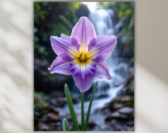 Purple Flower Tempered Glass Wall Art, Floral Glass Print, Botanical Home Decor