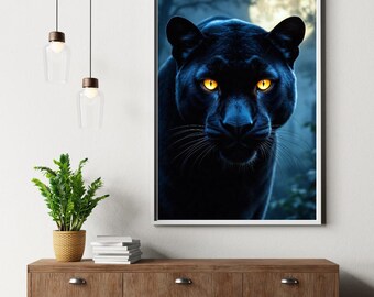 Black Panther, Panther, Black Panther Poster, Jungle Wildlife Wall Art, Jaguar Wall Art, Black Leopard, Leopard Wall Art, Black Jaguar Print
