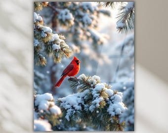 Red Cardinal Tempered Glass Wall Art, Nature-Inspired Artwork, Rustic Cabin Wall Decor