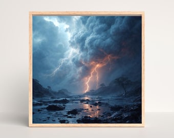 Thunderstorm, Moody Wall Art, Stormy Sky, Lightning Bolt Wall Decor, Lightning Wall Art, Percy Jackson, Night Sky Photo Print, Bold Wall Art