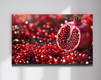 Pomegranate Tempered Glass, Kitchen Wall Decor, Farmhouse Artwork