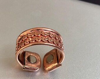 Pure Copper Magnetic Ring, Adjustable Zig Zag Band, Arthritis Pain Relief Jewelry