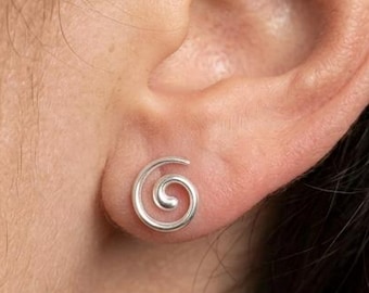 999 Sterling Silver Spiral Swirl Stud Earrings | Dainty Everyday Minimalist Jewelry