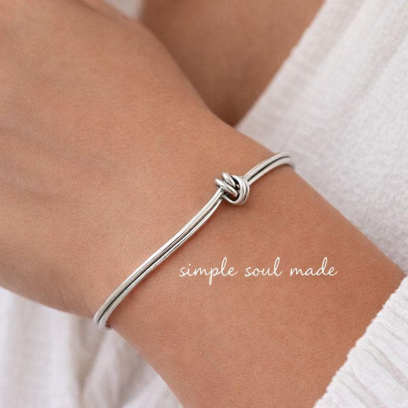 Sterling Silver Love Knot Bangle, Infinity Bracelet, Mom Gift - Etsy