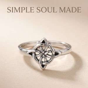 Anillo de nudo de bruja celta de plata pura 999: protección, simbolismo de unidad.